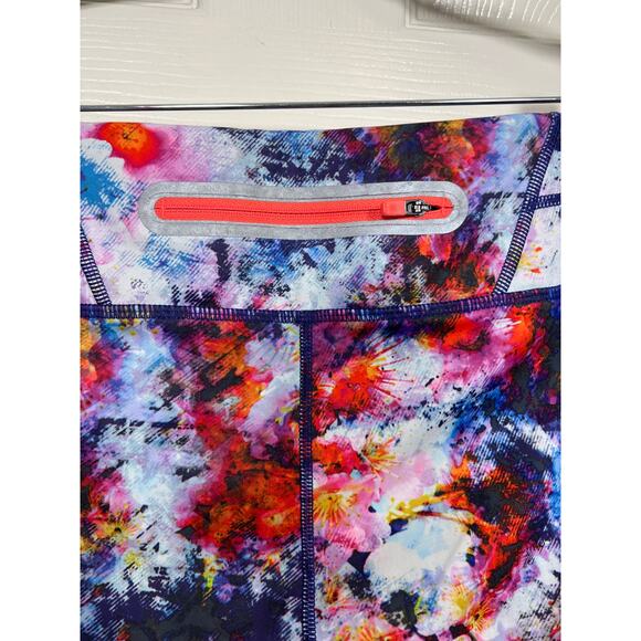 Athleta Hypersonic Sonar Tights Leggings Pink Floral Watercolor Print Running - Picture 5 of 10